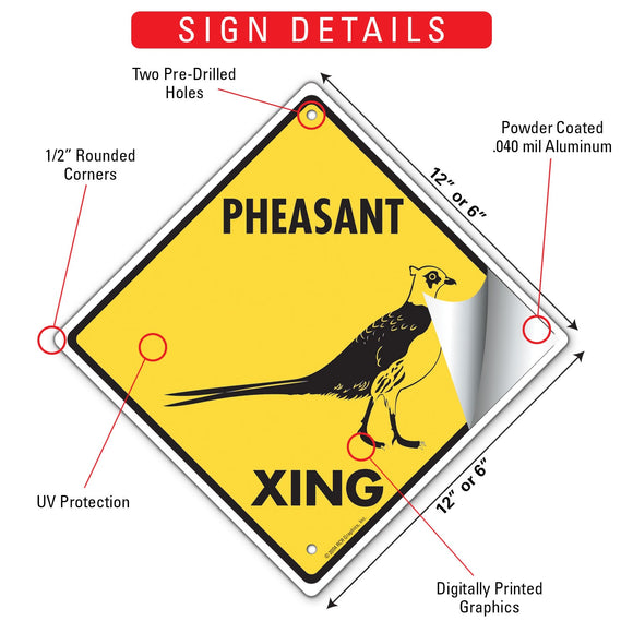 Pheasant Xing (Crossing) Bird Signs or Sticker