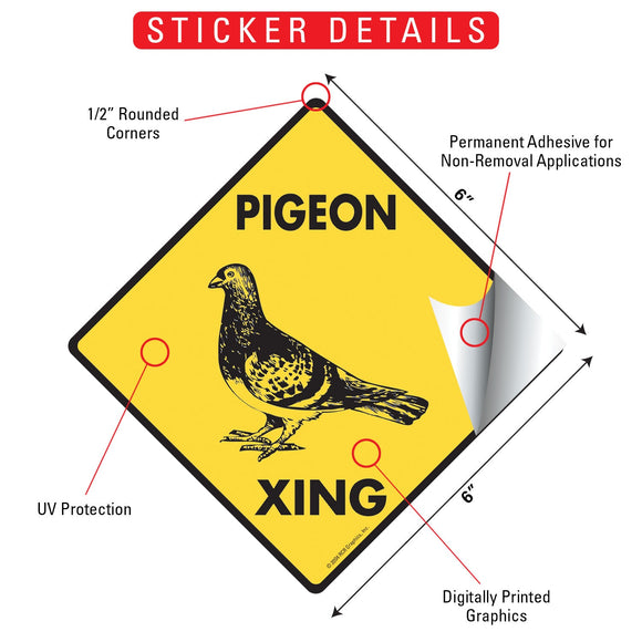 Pigeon Xing (Crossing) Bird Signs or Sticker