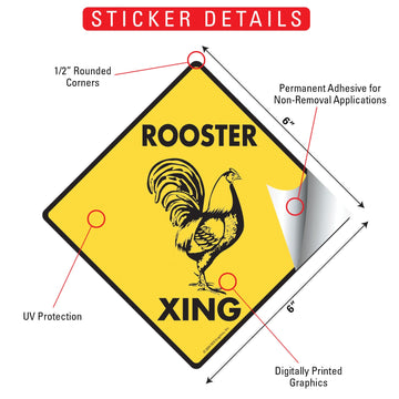 Rooster Xing (Crossing) Bird Signs or Sticker - 0