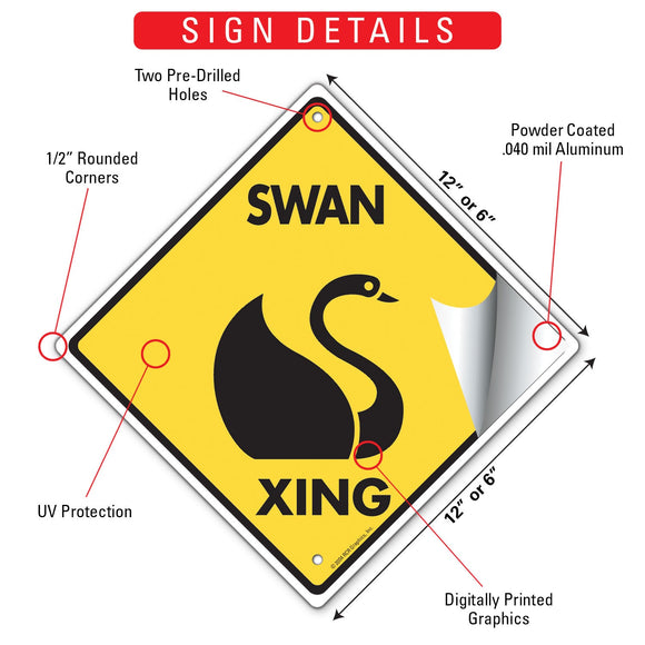 Swan Xing (Crossing) Bird Signs or Sticker