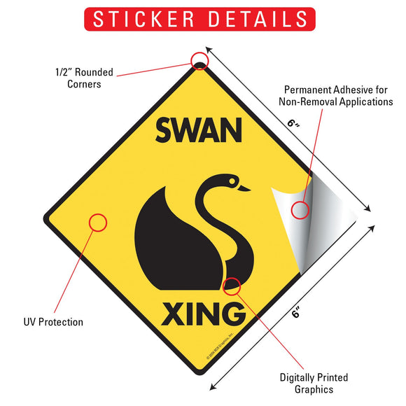 Swan Xing (Crossing) Bird Signs or Sticker