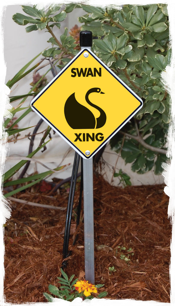 Swan Crossing Aluminum Sign or Vinyl Sticker - Weatherproof Novelty