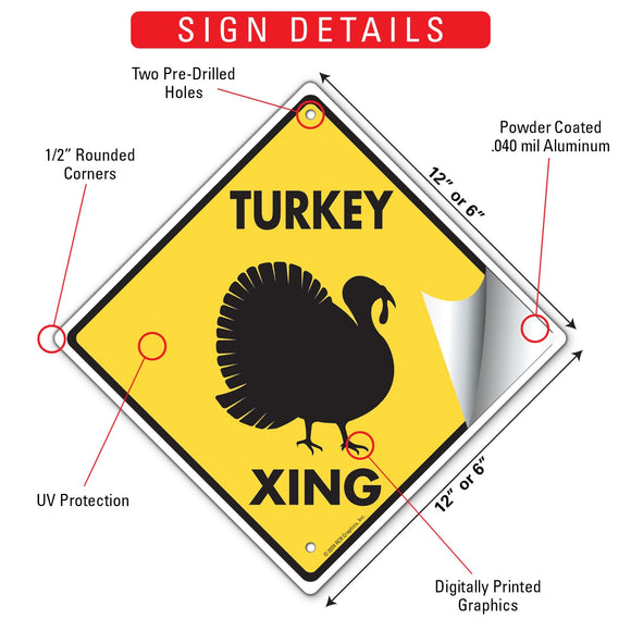 Turkey Xing (Crossing) Bird Signs or Sticker