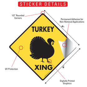 Turkey Xing (Crossing) Bird Signs or Sticker - 0