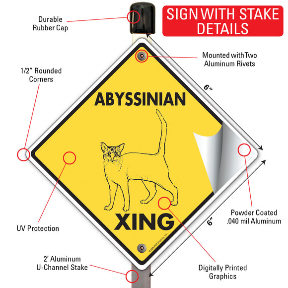 Abyssinian Xing (Crossing) Cat Signs or Sticker