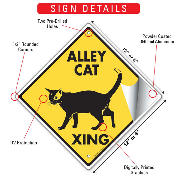Alley Cat Xing (Crossing) Signs or Sticker