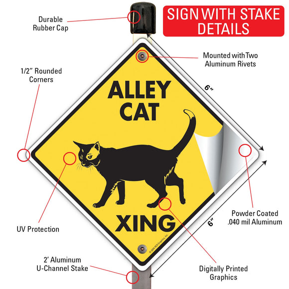 Alley Cat Xing (Crossing) Signs or Sticker