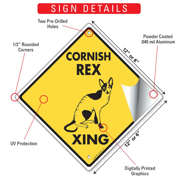 Cornish Rex Xing (Crossing) Cat Signs or Sticker