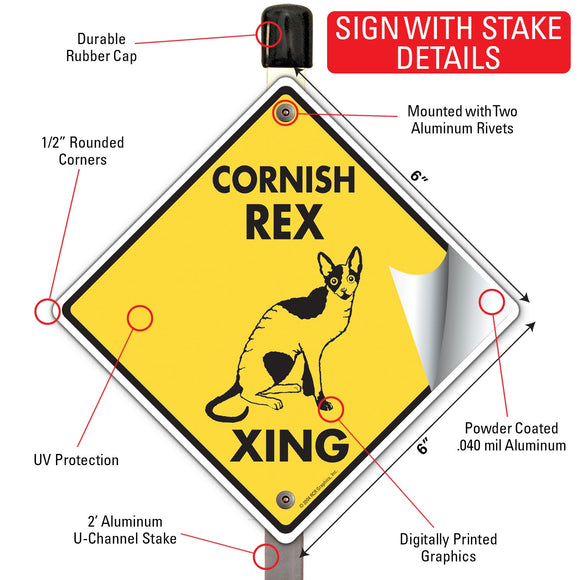 Cornish Rex Xing (Crossing) Cat Signs or Sticker