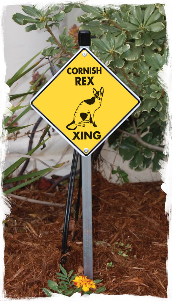 Cornish Rex Xing (Crossing) Cat Signs or Sticker