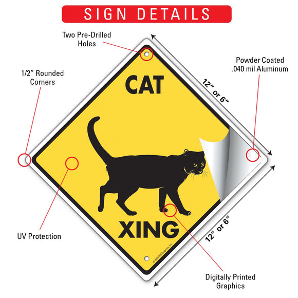 Cat Xing (Crossing) Animal Signs or Sticker