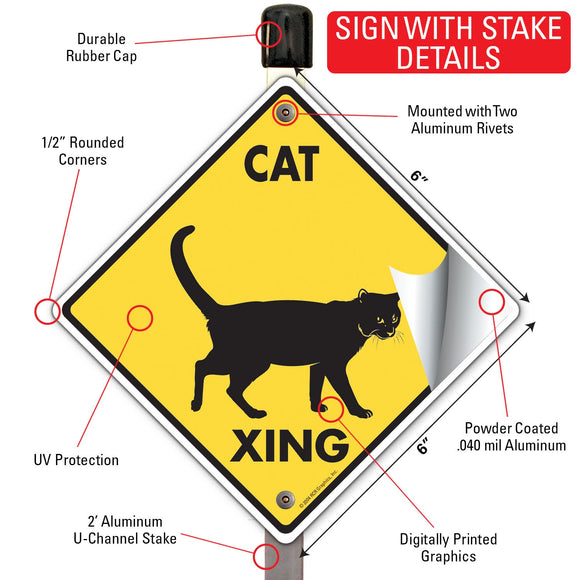 Cat Xing (Crossing) Animal Signs or Sticker