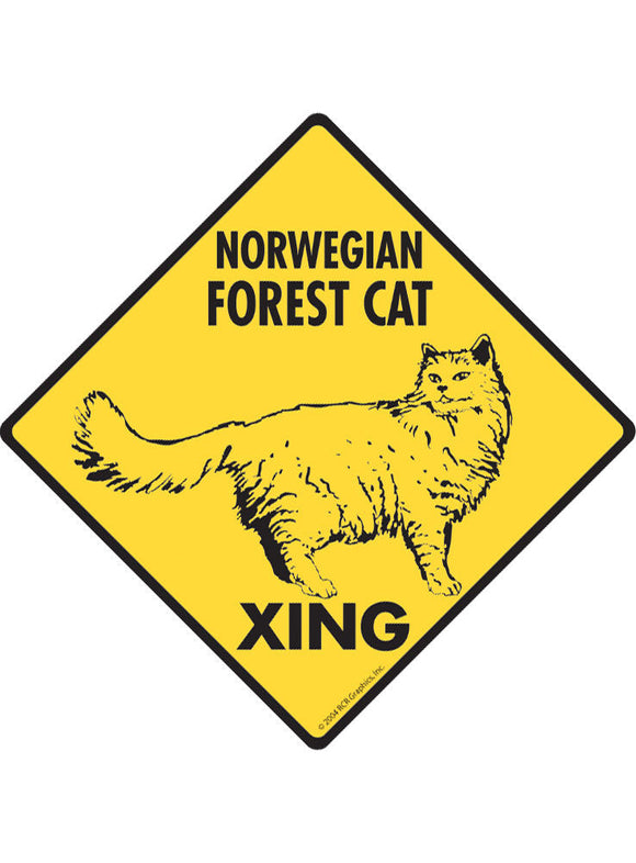 Norwegian Forest Cat Xing Sign or Sticker