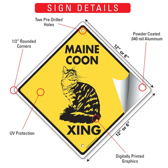 Maine Coon Xing (Crossing) Cat Signs or Sticker