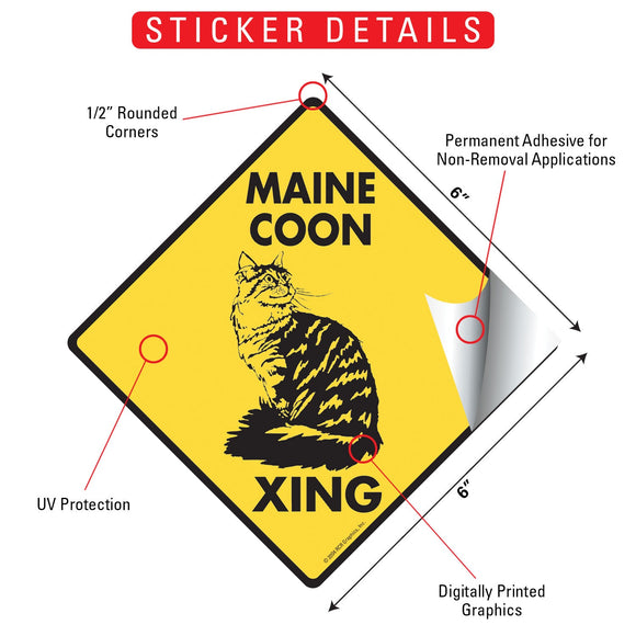 Maine Coon Xing (Crossing) Cat Signs or Sticker