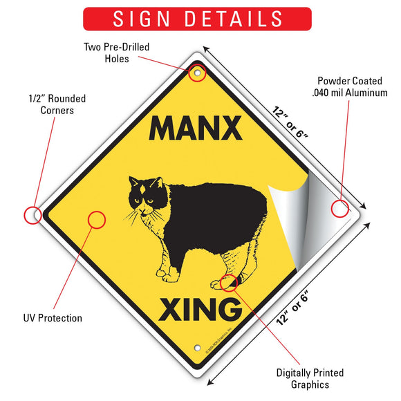 Manx Xing (Crossing) Cat Signs or Sticker