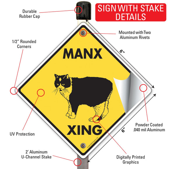 Manx Xing (Crossing) Cat Signs or Sticker