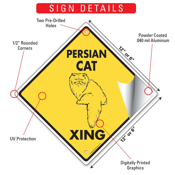 Persian Cat Xing (Crossing) Signs or Sticker