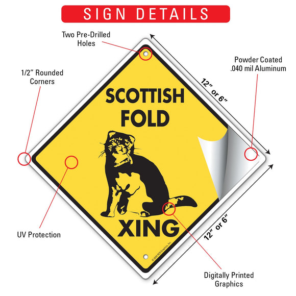 Scottish Fold Xing (Crossing) Cat Signs or Sticker