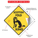 Scottish Fold Xing (Crossing) Cat Signs or Sticker-2