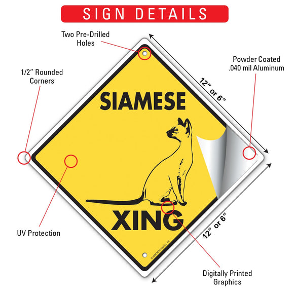 Siamese Xing (Crossing) Cat Signs or Sticker