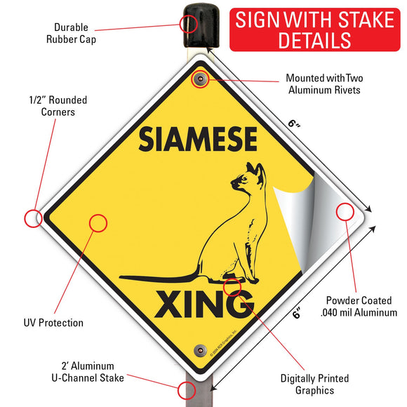 Siamese Xing (Crossing) Cat Signs or Sticker