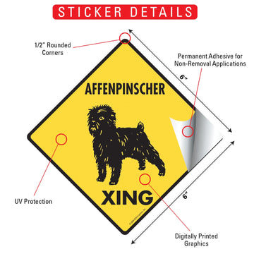 Affenpinscher Xing (Crossing) Dog Signs or Sticker - 0