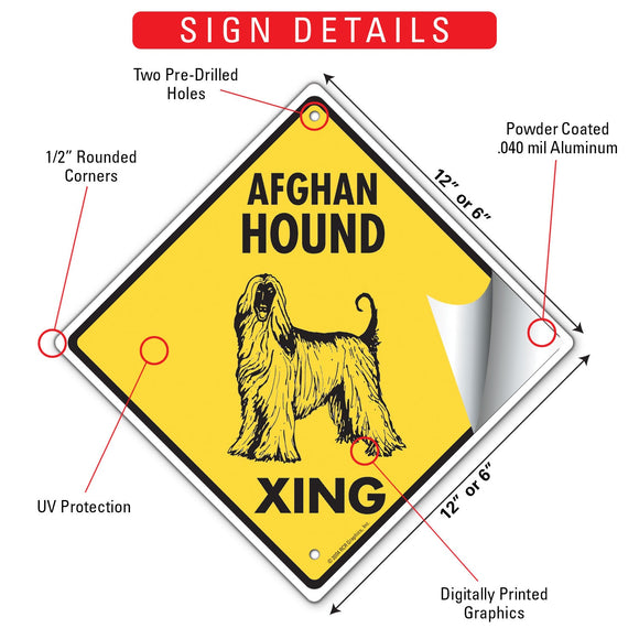 Afghan Hound Xing (Crossing) Dog Signs or Sticker