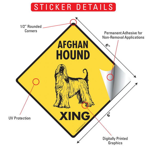 Afghan Hound Xing (Crossing) Dog Signs or Sticker