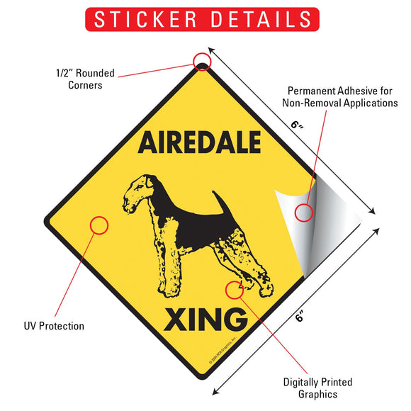 Airedale Terrier Xing (Crossing) Dog Signs or Sticker