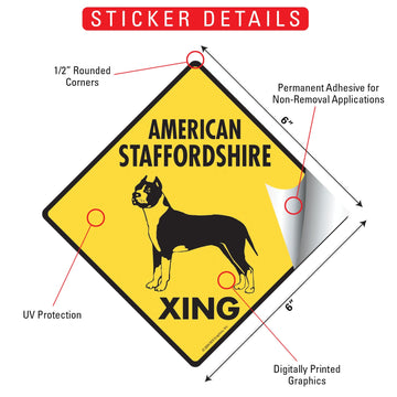 American Staffordshire Terrier Xing (Crossing) Signs or Sticker - 0