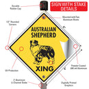 Australian Shepherd Xing (Crossing) Dog Signs or Sticker-4