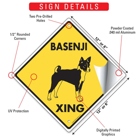 Basenji Xing (Crossing) Dog Signs or Sticker