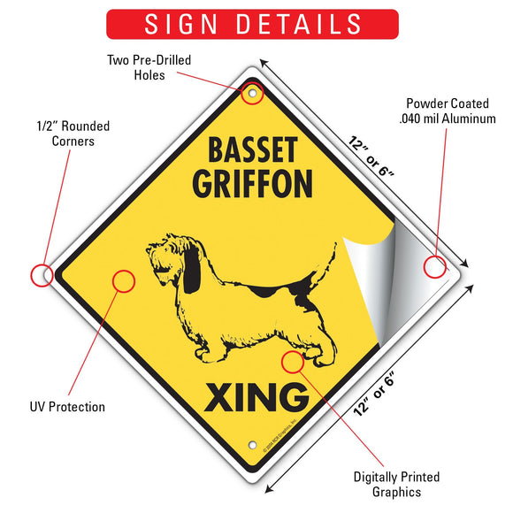Basset Griffon Xing (Crossing) Dog Signs or Sticker