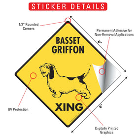 Basset Griffon Xing (Crossing) Dog Signs or Sticker - 0