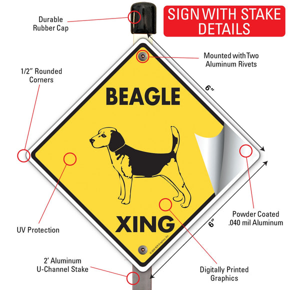 Beagle Xing (Crossing) Dog Signs or Sticker