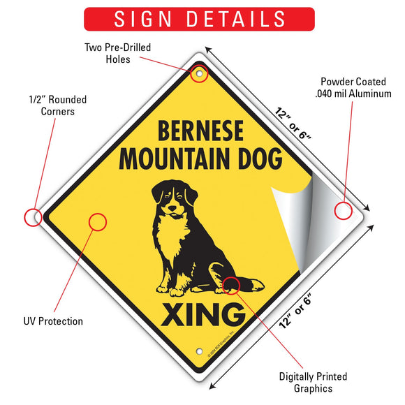 Bernese Mountain Dog Xing (Crossing) Signs or Sticker