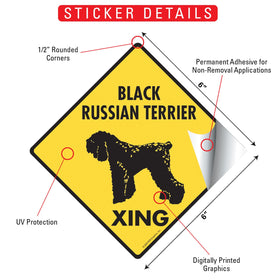 Black Russian Terrier Xing (Crossing) Dog Signs or Sticker - 0