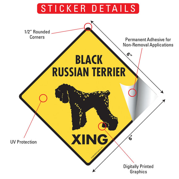 Black Russian Terrier Xing (Crossing) Dog Signs or Sticker