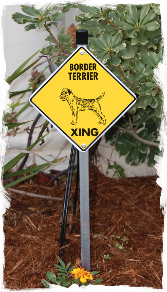 Border Terrier Xing (Crossing) Dog Signs or Sticker