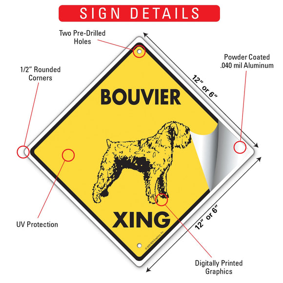Bouvier des Flandres Xing (Crossing) Dog Signs or Sticker