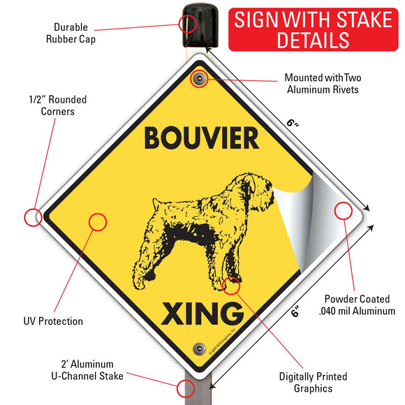 Bouvier des Flandres Xing (Crossing) Dog Signs or Sticker
