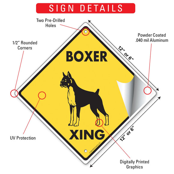 Boxer Xing (Crossing) Dog Signs or Sticker