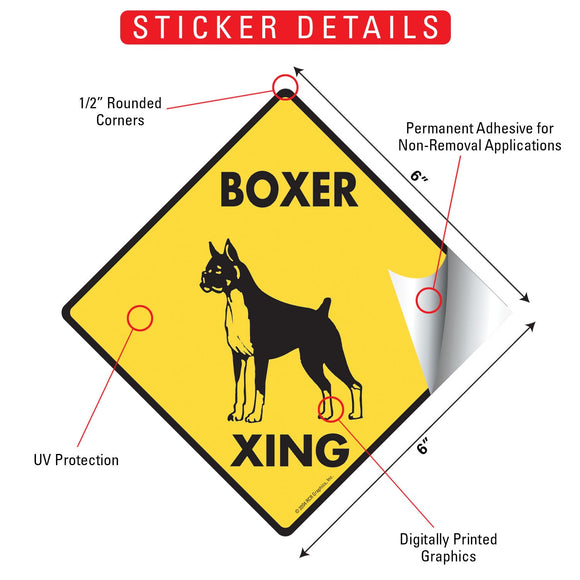 Boxer Xing (Crossing) Dog Signs or Sticker