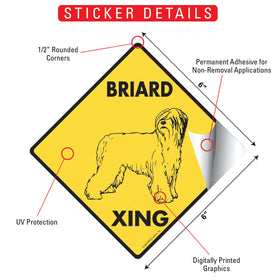 Briard Xing (Crossing) Dog Signs or Sticker - 0