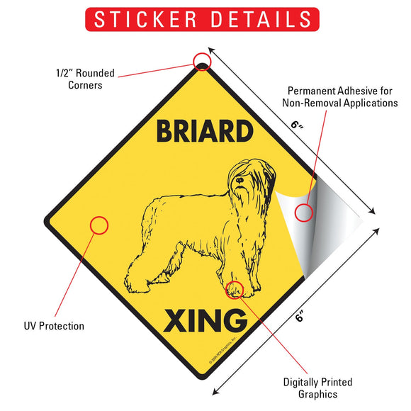Briard Xing (Crossing) Dog Signs or Sticker