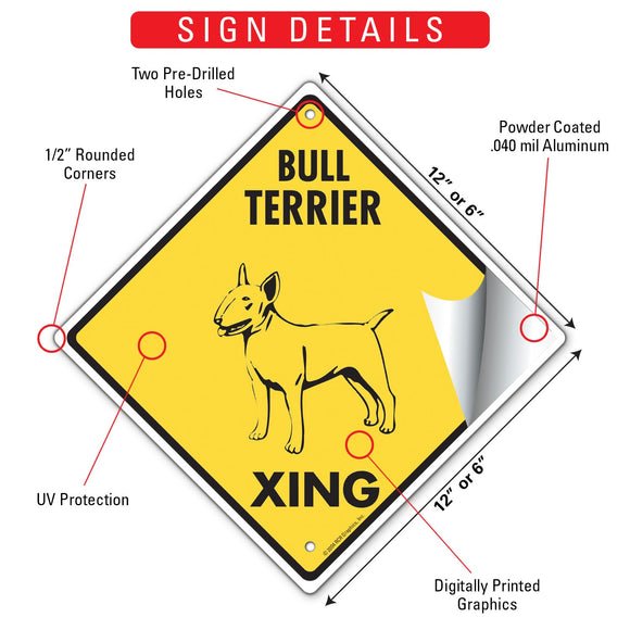 Bull Terrier Xing (Crossing) Dog Signs or Sticker