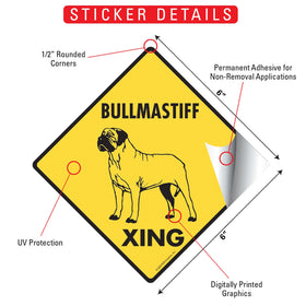 Bullmastiff Xing (Crossing) Dog Signs or Sticker - 0