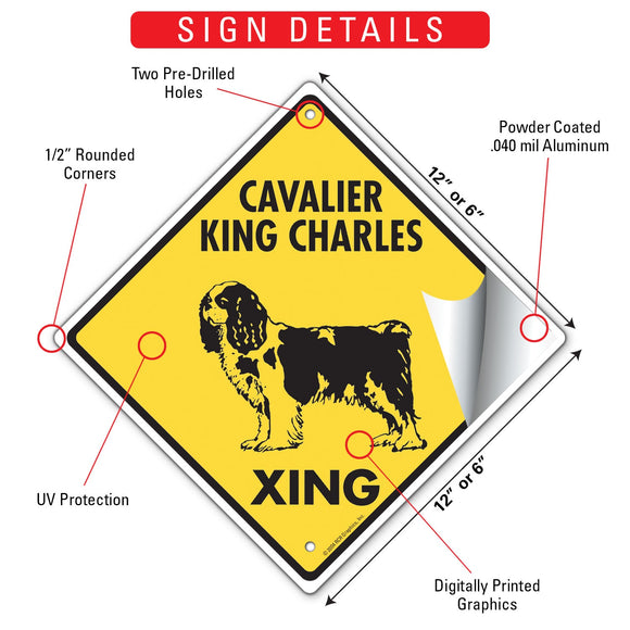 Cavalier King Charles Xing (Crossing) Dog Signs or Sticker