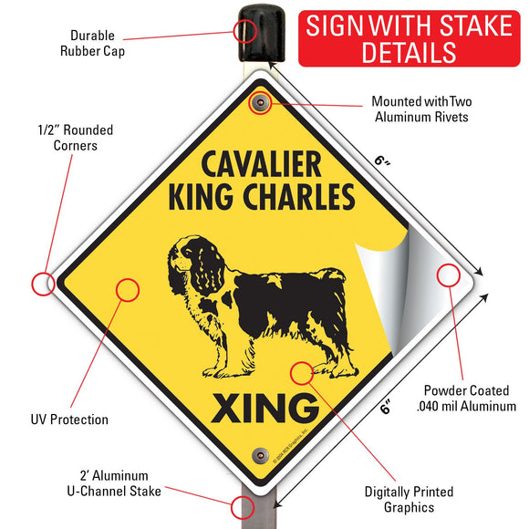 Cavalier King Charles Xing (Crossing) Dog Signs or Sticker